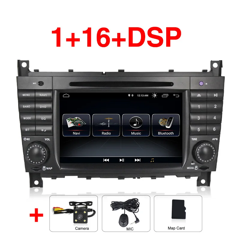 16G " HD 1024x600 четырехъядерный Автомобильный DVD Android 9 для Mercedes/Benz C Class W203 c200 C230 C240 C320 C350 CLK W209 gps РАДИО WiFi - Цвет: 16G