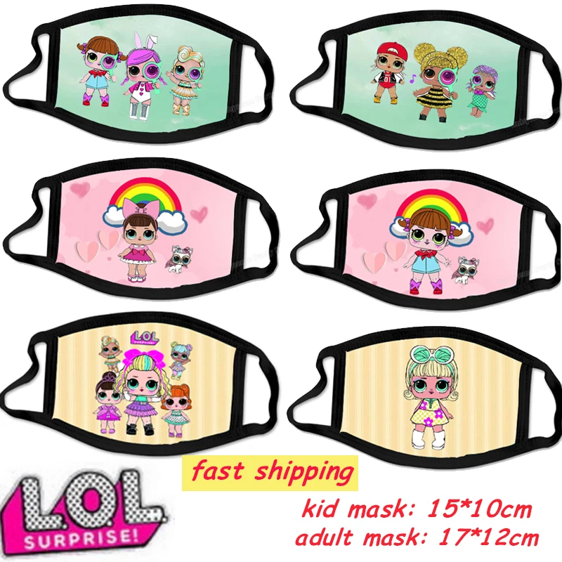 LOL-máscaras para adultos chico y niña, mascarillas faciales de dibujos animados, antipolvo, reutilizables, lavables, regalo de cumpleaños