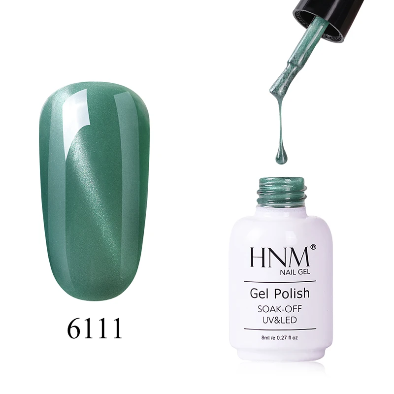 6111 HNM Jade Cat Eye Gel Nail Polish 8ml 12 Colors Soak Off UV LED Lamp Stamping Enamel Lucky Lacquer Semi Permanent Gelpolish - Цвет: 6111
