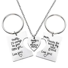 Kids Pendant Necklace Jewelry Key-Rings Gifts World-Letters Daddy Steel Titanium Girl