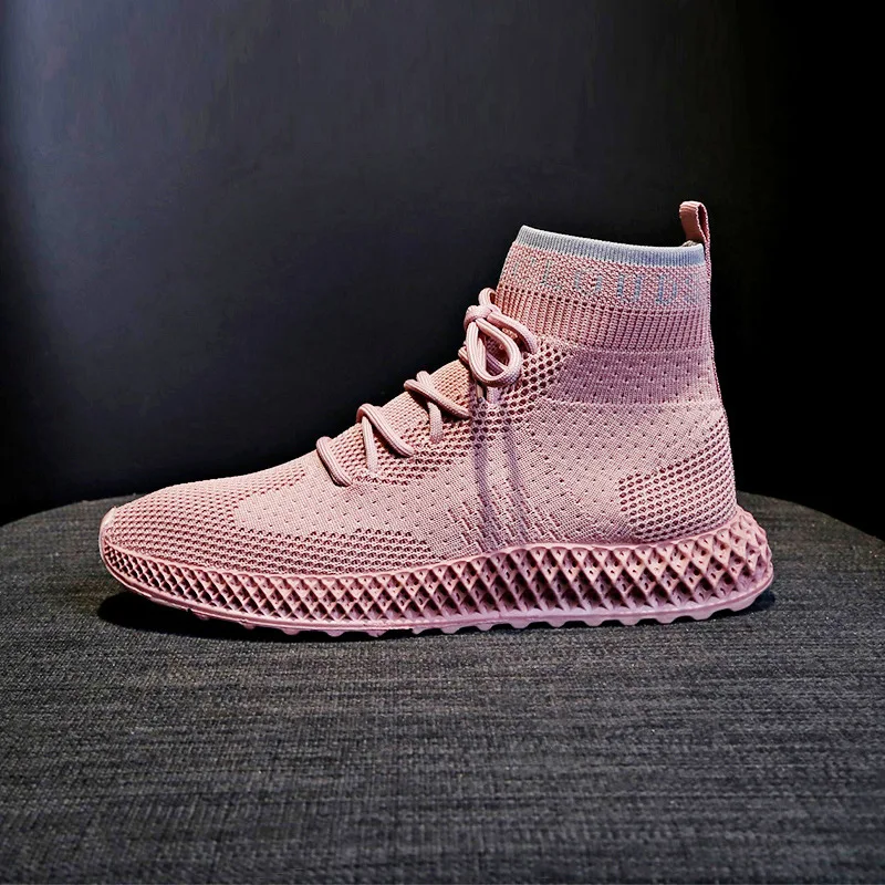 

2019 Spring New High Top Platform Sneakers Women Ankle Stretch Fabric Sock Comfortable Women's vulcanized shoes