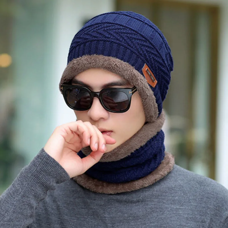 2021 New Fashion Unisex Keep Warm Winter Hat Knitted Set Thick Soft Stretch Hats for Men Casual Beanie Caps For Women | Аксессуары для