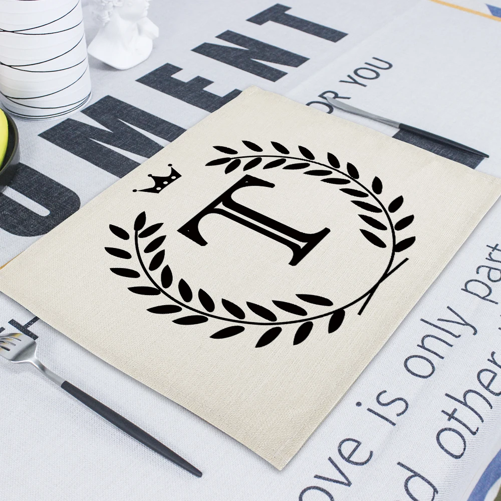 42*32cm Geometric Letter Wedding Napkin Dining Table Mat Drink Coasters Linen Pads Kitchen Table Mats Napkins Servilleta De Tela - Цвет: CD32-20