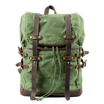 

Green color top quality canvas men backpack Outdoor Hiking Climbing Camping Large Capacity backpack for male 200820-12