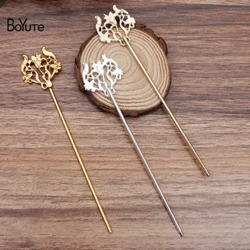 

BoYuTe New Arrive (5 Pieces/Lot) Metal Alloy 30*31MM Flower Hair Stick Diy Hand Made Retro Hair Jewelry Accessories