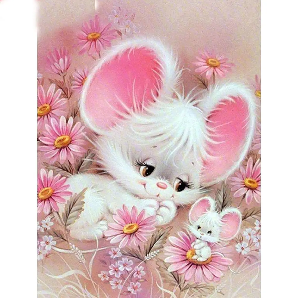 

GATYZTORY 5D DIY Diamond Painting Cute Mouse Cross Stitch Full Square Drill Mosaic Embroidery Home Decor Gift