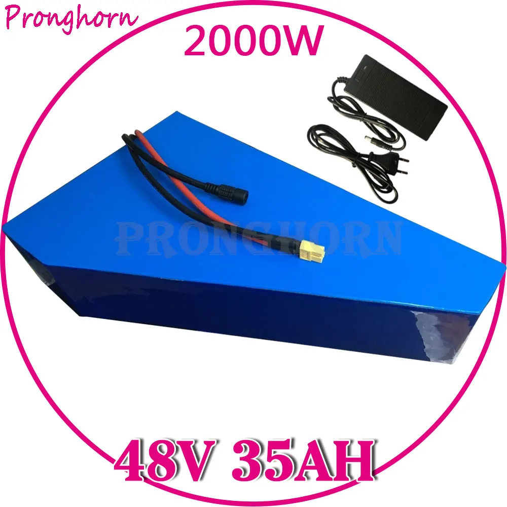 Свободный налог 48V 2000W Треугольники Батарея пакет 48V 34AH для е-байка Батарея 48V 34AH литий Батарея использовать LG сотовый телефон с 50A BMS 54,6 V Зарядное устройство