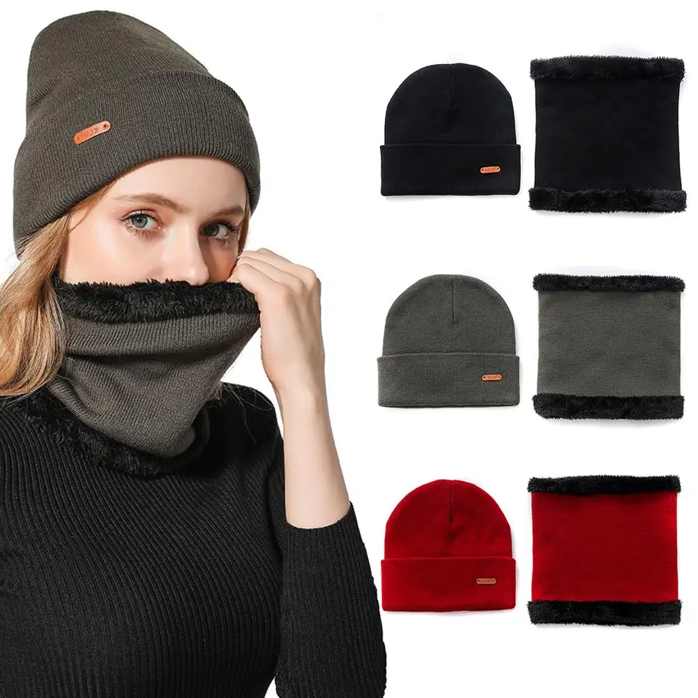 

Sale Hat Female Woven Winter Hat Neck Scarf Warm Beanie Neck Scarf Woolen Hat For Autumn Winter Cycling Warm Solid Color Outdoor