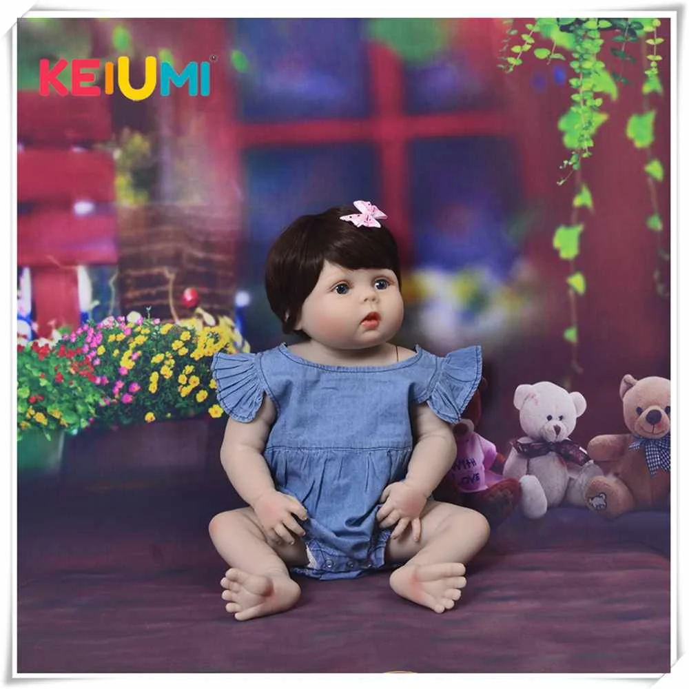 

New Arrival 23 inch Baby Girl Doll Full Silicone Body Lifelike Baby Reborn Bonecas Handmade Baby Toy For Kids Christmas Gifts