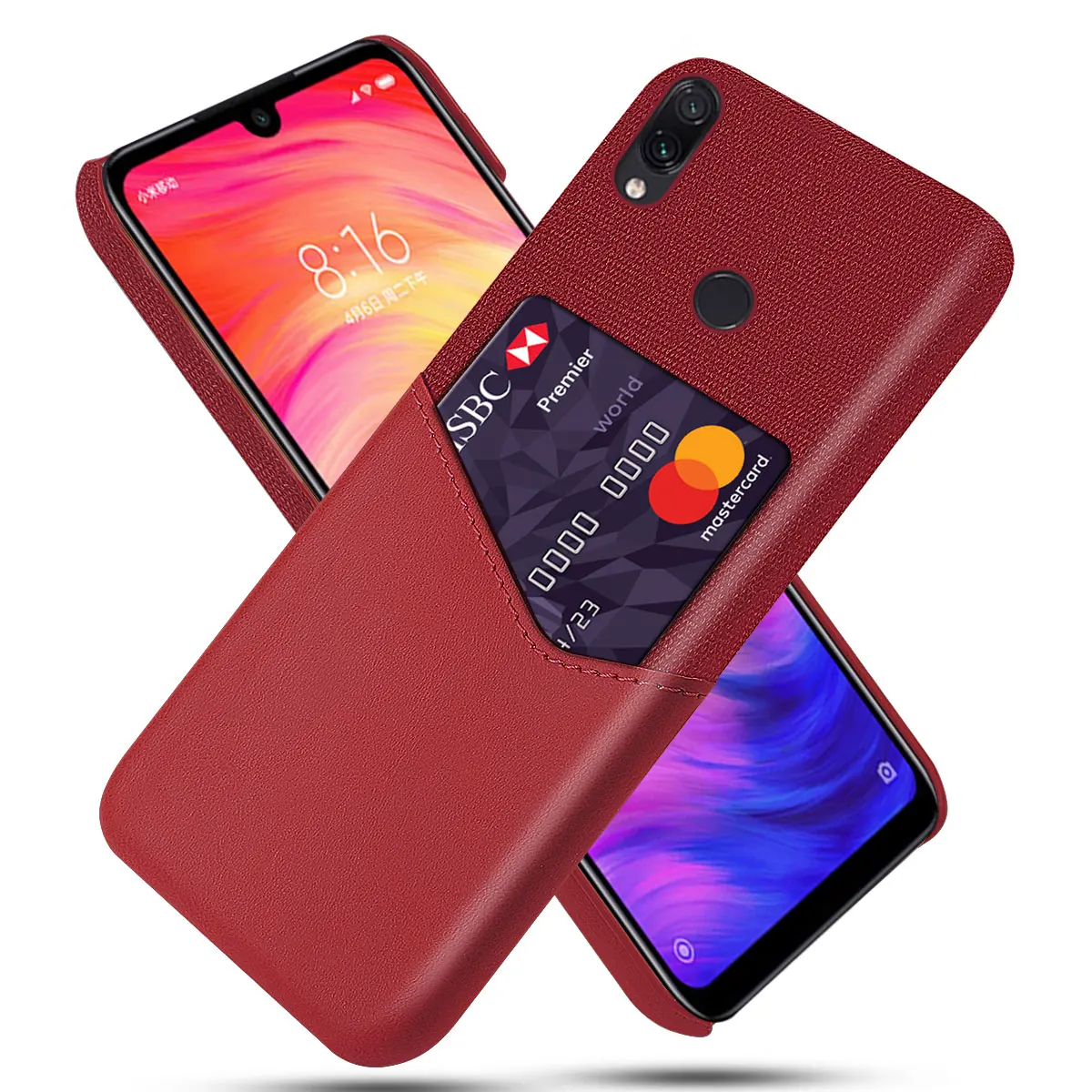 DCK кожаный жесткий карточка из ткани защитные телефонные чехлы для Xiaomi Redmi Note 8 7 Pro 7Pro 6 Pro Note 4 4X S2 Y2 чехол для телефона - Цвет: Красный