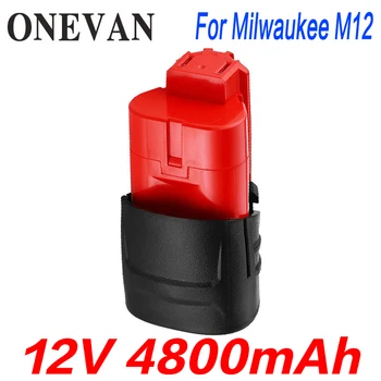 

High capacity tools battery For Milwaukee M12 12v 4800mah Power Tool Rechargeable Li-ion Battery Replacement Battery Backup M12