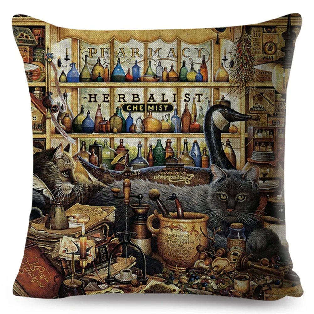 45x45 см Симпатичный книги кошки Подушка Чехол для подушки диван-кровать кафе Офис Подушка Чехол домашнего декора