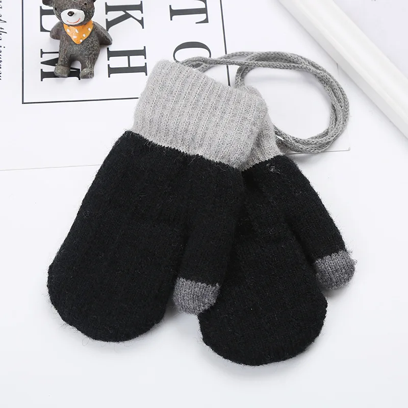 0-10Y Baby Boys Girls Winter Knitted Gloves Warm Rope Full Finger Thick Mittens Gloves for Children Toddler Kids Accessories cool baby accessories Baby Accessories