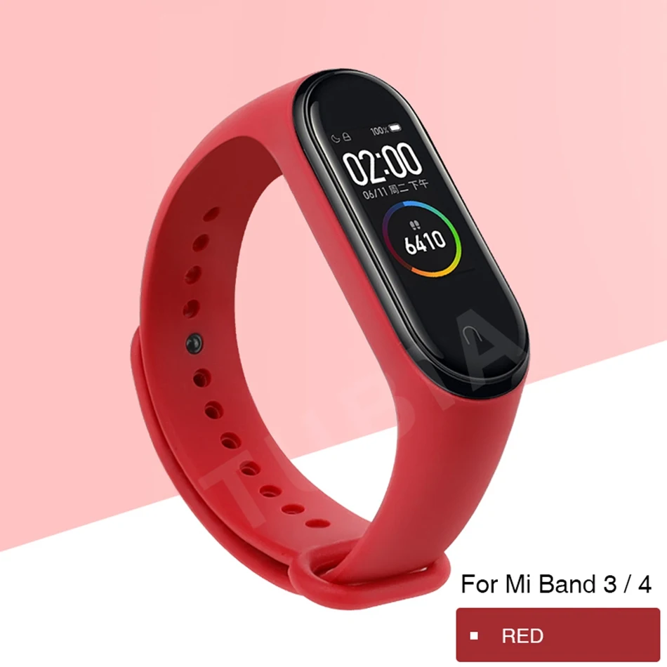 Защитный mi Band 4 3 ремешок на запястье для Xiaomi mi 3 4 Браслет Силиконовый mi Band 3 4 NFC Аксессуары смарт mi 4 браслет - Цвет: 001-Red