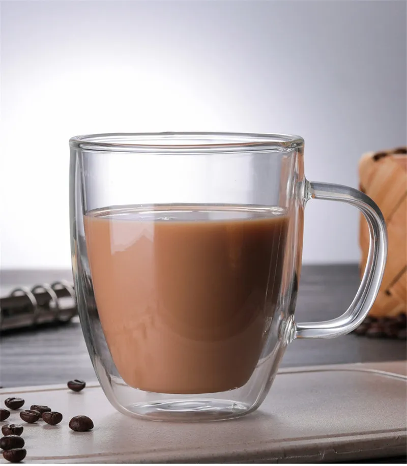 Стеклянная кофейная кружка с двойными стенками изолированная стеклянная чашка 12