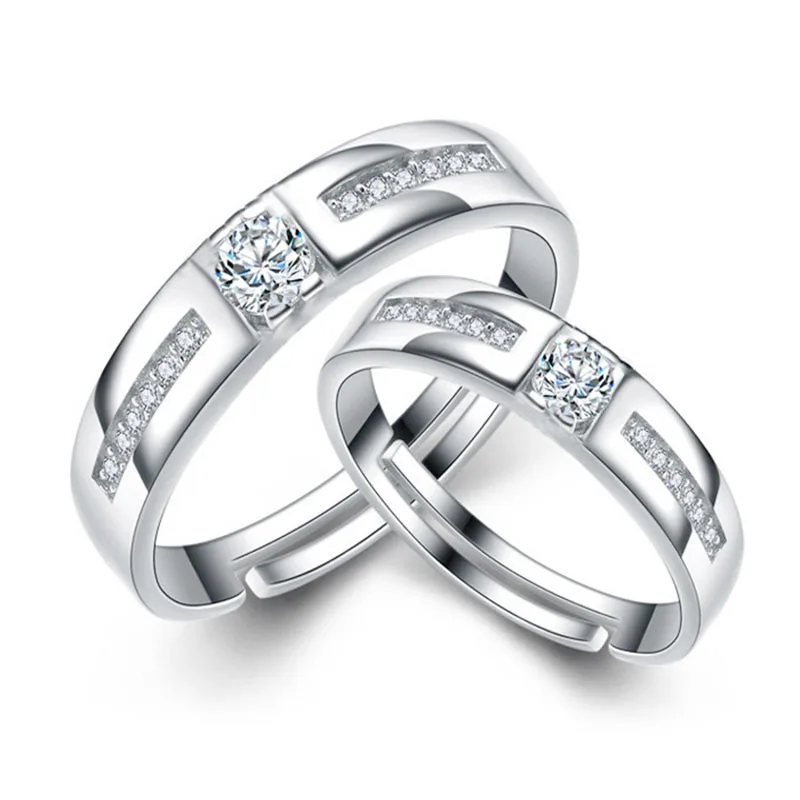 Type 3 2 шт./компл. Классическая пара Свадебный Открытое кольцо Bijoux(украшения своими руками) женские Модные украшения Серебро CZ Обручение кольцо Для женщин обещание подарок - Цвет основного камня: Type 3