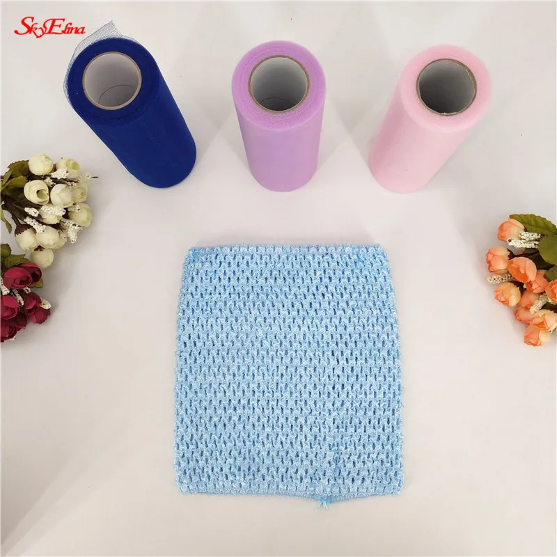 light blue Эластичная Повязка на голову для маленьких девочек 15*15 см/23*20 см, вязаные топы-пачки, широкие топы для самостоятельного изготовления платья, топы-трубы 5zSH940 - Цвет: light blue
