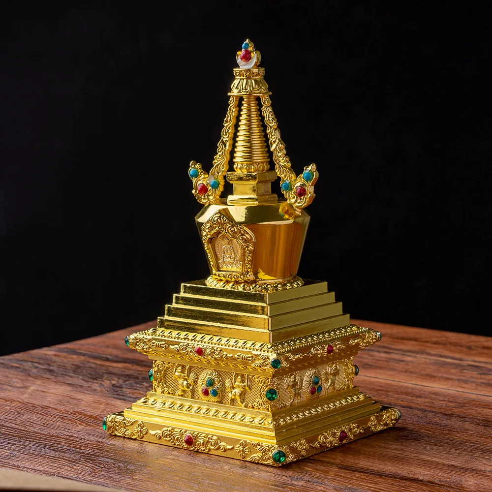 Metal Pagoda Sculpture Model Tibetan Buddha Decoration Accessories Home
