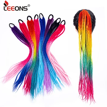 

Leeons New Ponytail Hairpiece With Rubber Band Hair Ring 60Cm Synthetic Tail Hair Extensions Rainbow Ponytail Hair With Rubber