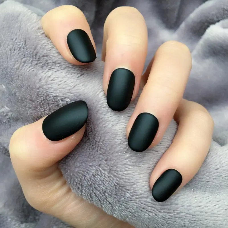 

Matte Rounded Short Faux Ongles Court Frosted Oval Press On Nails Fake Artificial Plastics Colored False Nails Nep Nagels Tips