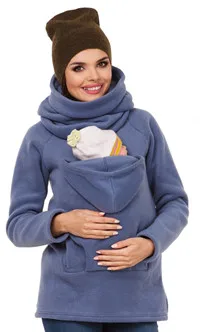 Толстовка с капюшоном для беременных; многофункциональная Толстовка-кенгуру для беременных женщин; осенне-зимняя куртка; пальто - Цвет: Синий