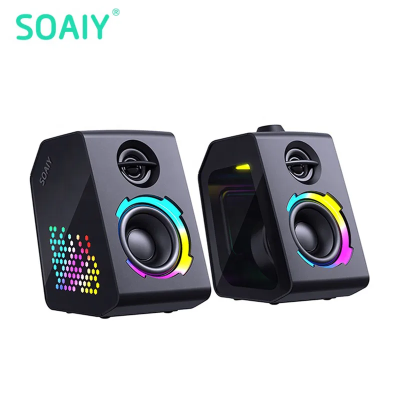 Computerlautsprecher für PC-Desktop-Computer-Laptop mit Subwoofer, LED-bunte Beleuchtung, Heimkinosystem, USB-Kabel-SoundBox_voghion.com