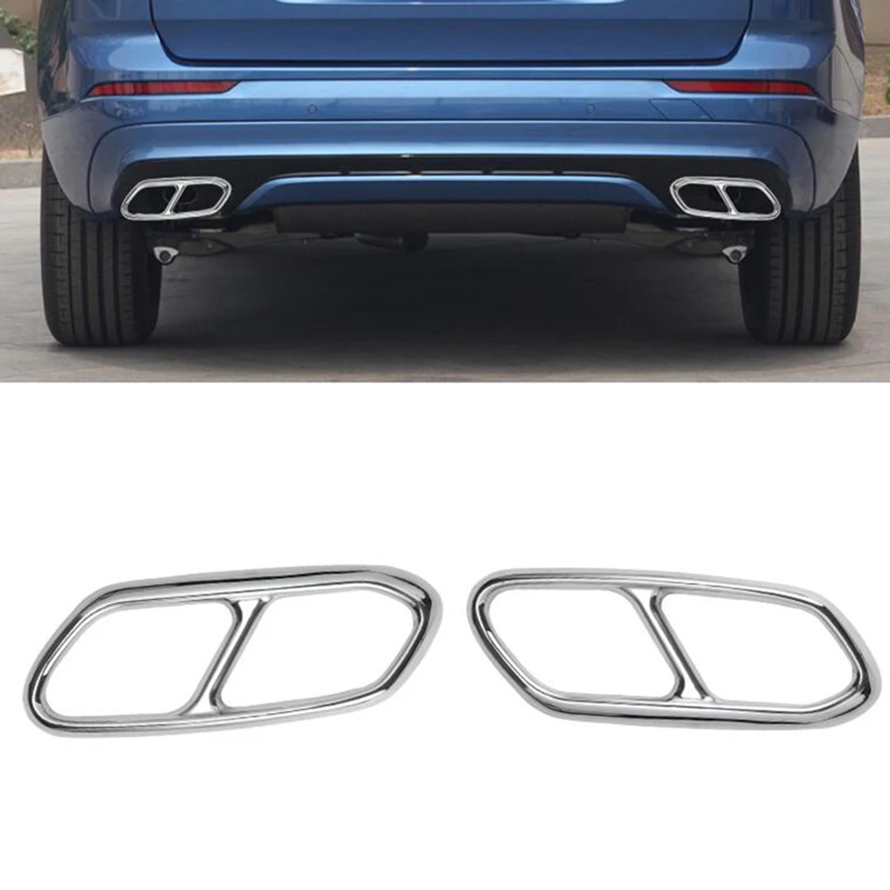 For Volvo XC90 S90 XC60 2014-2019 Car Rear Dual Exhaust Muffler End Pipe Stickers Cover Trims Accessories Stainless Steel 2PCS | Автомобили