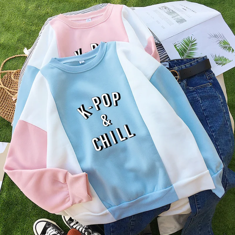 Kpop И Chill японские корейские группы идол плюс бархат толстовка блузки пальто осень и зима