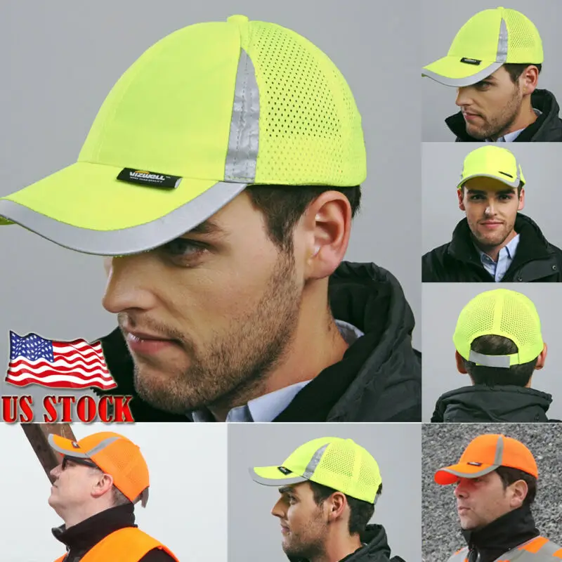 

Men's Outdoor Cap Reflective Baseball Hat Structured Safety Work Wear Hard Hat Head Protection Moisture Wicking Structured Hat