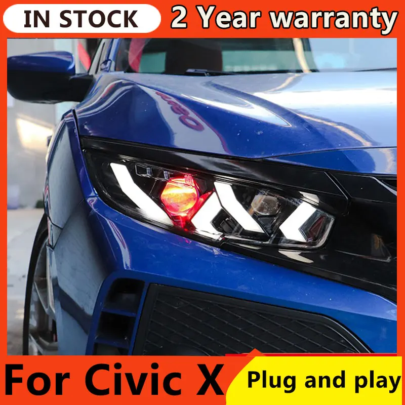 

Car Styling Head Lamp for Civic X Headlights 2016-2020 New Civic LED Headlight DRL Animation LED High Beam Low Beam Accessories