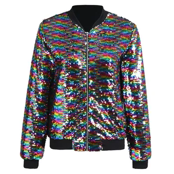 

SAGACE Female Jacket Womens Sequin Long Sleeve Sweatshirt Jacket Tops Casual Blouse Coat Chamarras De Mujer Manteau Femme #13