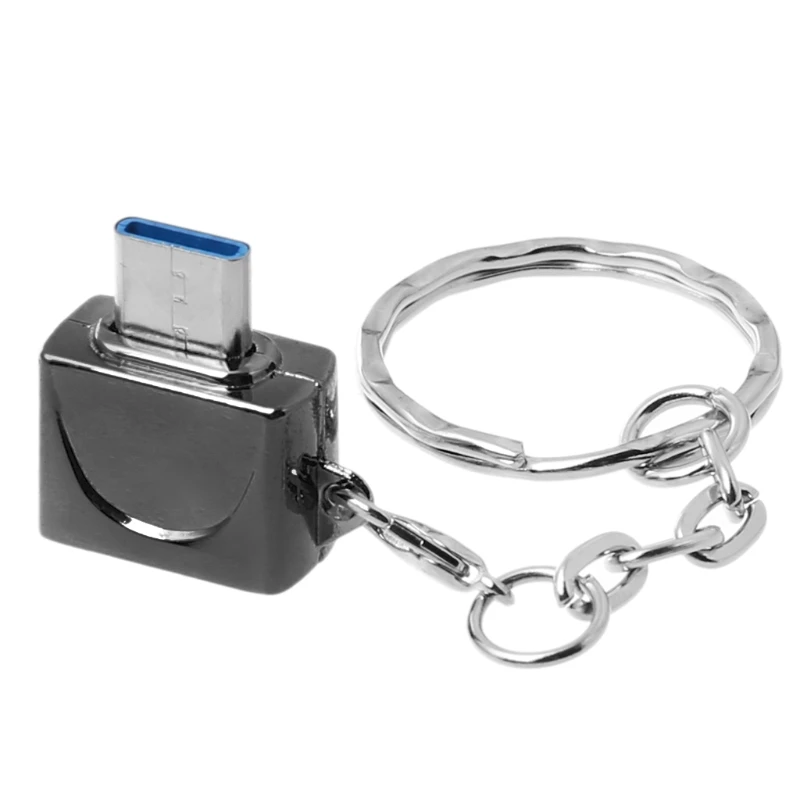Мини металлический USB 3,1 type-C штекер к USB 2,0 Женский OTG адаптер данных с брелоком