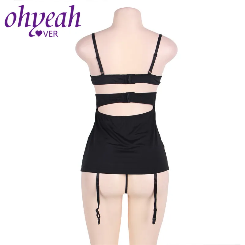 Ohyeahlover кружево Babydoll сексуальное нижнее белье подвязки Плюс размер женский открытый бюстгальтер Детская кукла Mujer без рукавов сетка Bodycon 3XL 5XL RM80427