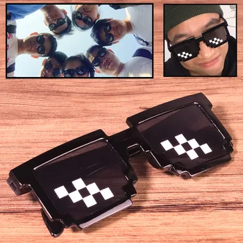 

New Style Mosaic Box Double Row Second Element Marking Rectangular Pixel Sunglasses Motocross Bike Racing Glasses Mosaic Fashion