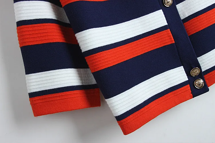 Женский однобортный Кардиган в полоску брендовый вязаный кардиган верхняя