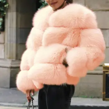 

Faux Fur Coat Plus Size Women Autumn Winter Fluffy 2019 Plush Coat Solid Long Sleeve Cardigan Coat Warm Soft Outwear