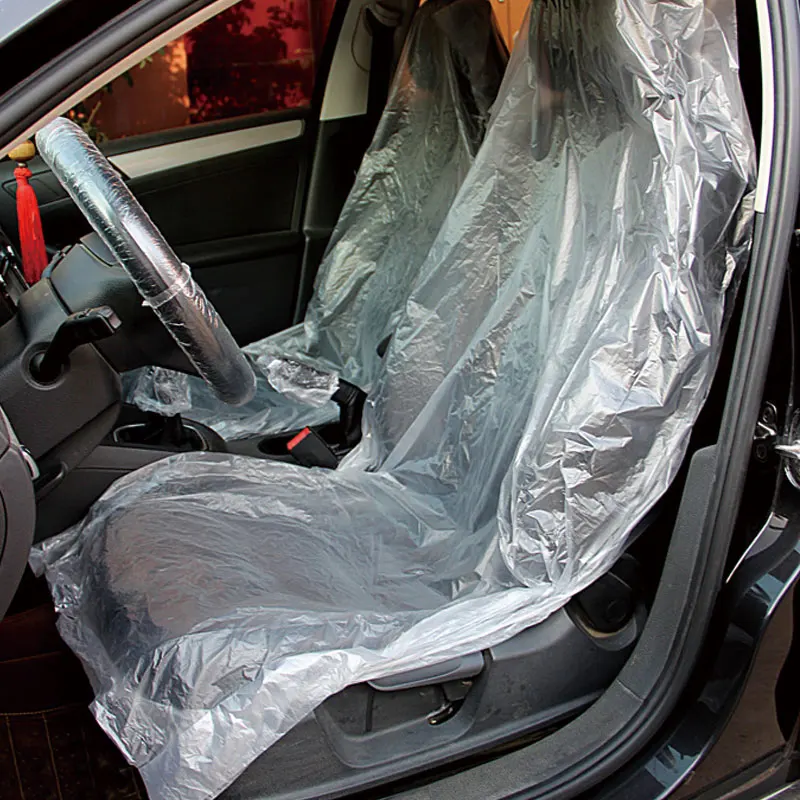Feardevil 100pcs Disposable Car Soft Seat Cover Plastic Universally Waterproof Care Cleaning Beauty Repair Protective Cover