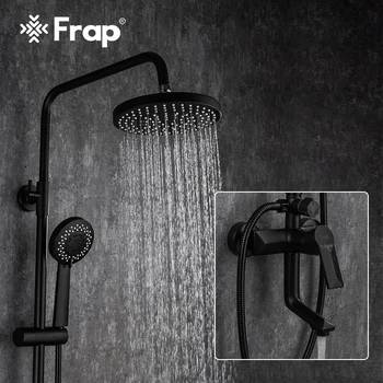 

Frap Black Bathroom Shower Faucets Set Bathtub Mixer Faucet Rainfall Shower Tap Bathroom Shower Head Exposed Shower Mixer Tap
