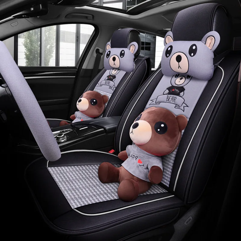 

2019-180TurboCVT Comfort Edition New Ling Peyia Linen Car Seat Cover All Edges Included Four Seasons Cartoon Cute