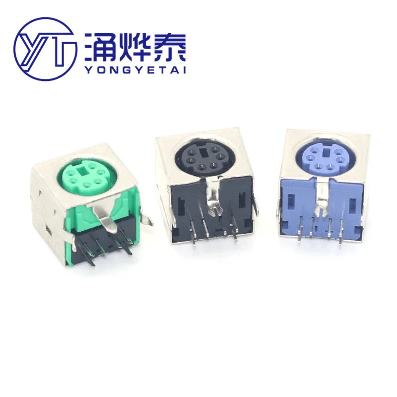 YYT 10PCS Keyboard socket PS2 socket 6P purple green black Mouse socket all-inclusive six-pin S-terminal 6-pin