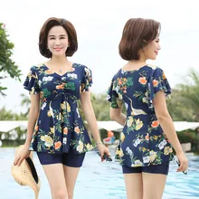 Цветочный купальник с юбкой, Женский танкини размера плюс Mujer, бикини, купальник с принтом, купальный костюм для женщин s, Купальники 4XL