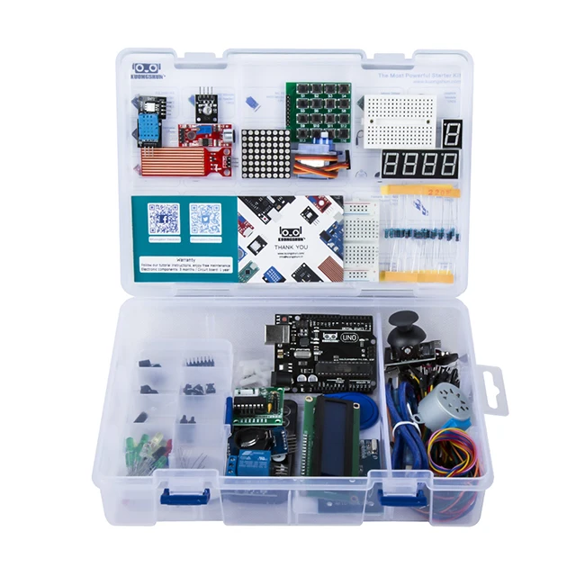 

A2-- NEW Electronic Components Junior Starter Kits With Resistor Breadboard Power Supply Module For Arduino With Plastic Box Pac