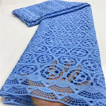 

NI.AI African Guipure Cord Lace Fabric 2020 High Quality Water Soluble Lace With Nigeria Sky Blue Lace For Wedding XY3589B