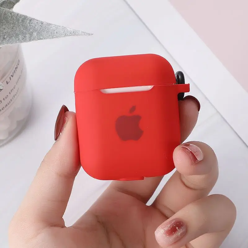 Для Apple AirPods 2 1 Аксессуары для наушников Мягкий чехол милый силиконовый чехол с логотипом с крючками