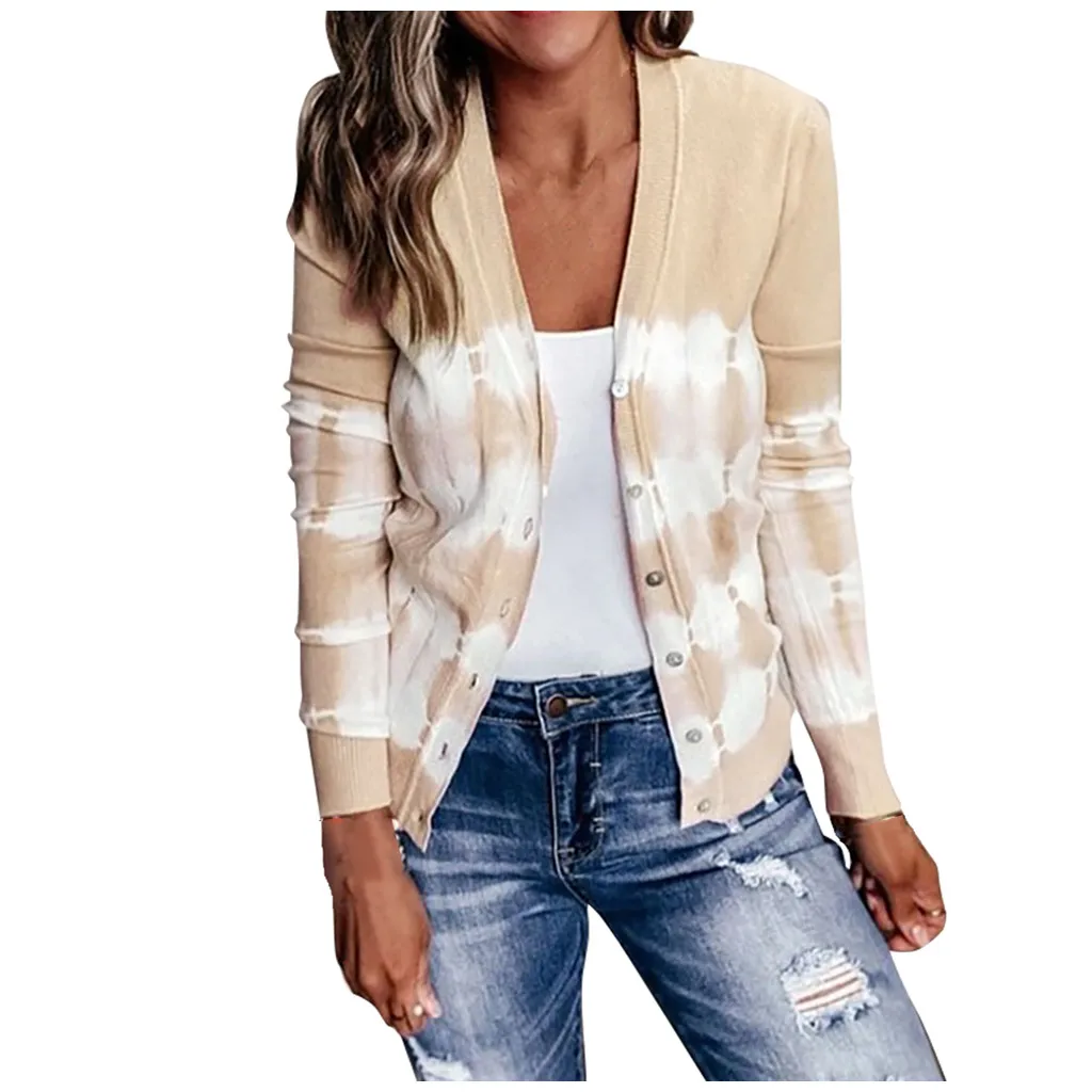 Fashion Women Plus Size Casual Stripes Long Sleeves Cardigan Sweater Blouse Tops Autumn and winter outdoor fashion warm sweater