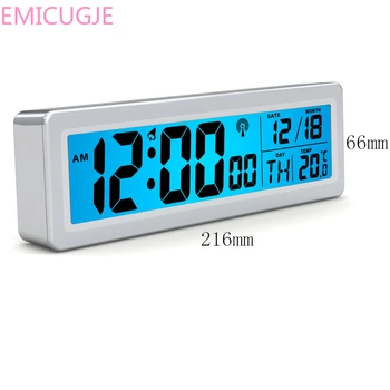 

Waves movement LCD digital thermometer alarm clock big numbers time /date/week display home glowing 2 in 1 table/hanging clock