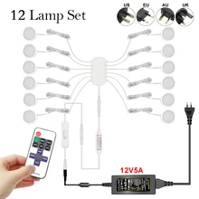 Remote Control Dimming Control LED Under Cabinet Lamp DC12V Puck Round 21LEDs Wardrobe Lighting Cabinet Lamp Cupboard Lights