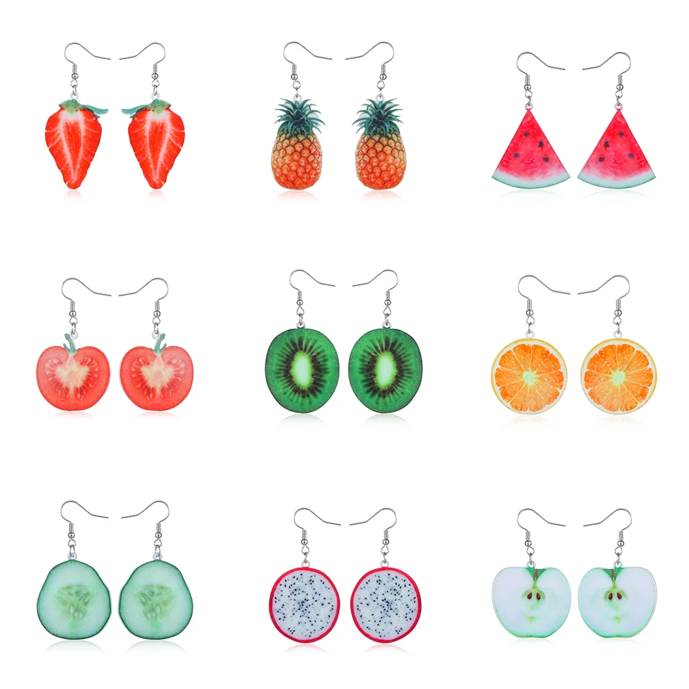 Nuevos Pendientes De Frutas De Color Exagerados De Gran Kiwi Nuevos Pendientes De Frutas De Color Exagerados De Gran Kiwi