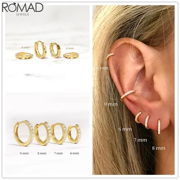 

Romad 6/7/8/9mm S925 Sterling Silver Round Circel Earrings Personalized Micro-Set Zircon Earring Jewelry For Women Girls Gifts