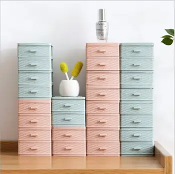 

2/3/4/5 Layer Pink Desktop Woven Basket Drawer Organizer Storage Box Small Plastic Sundries Finishing Container For Home Office